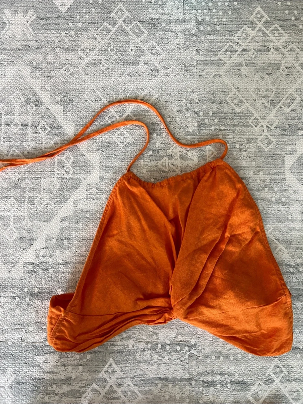 Reformation Orange Linen Halter Crop Top and Short Matching Set